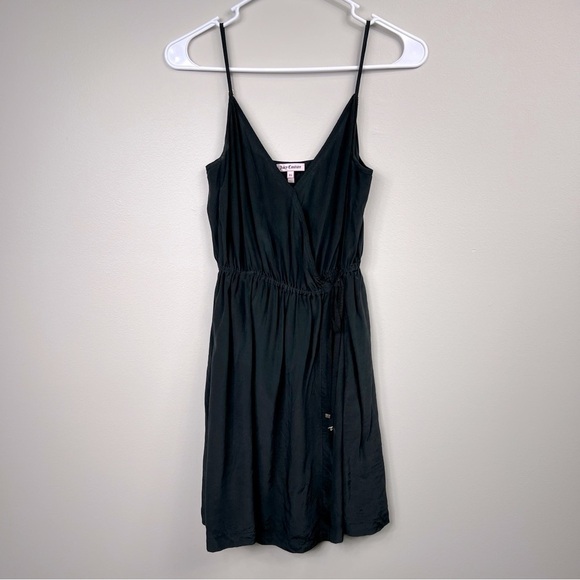 JUICY Couture black 100% silk wrap classic mini dress Sz XS
